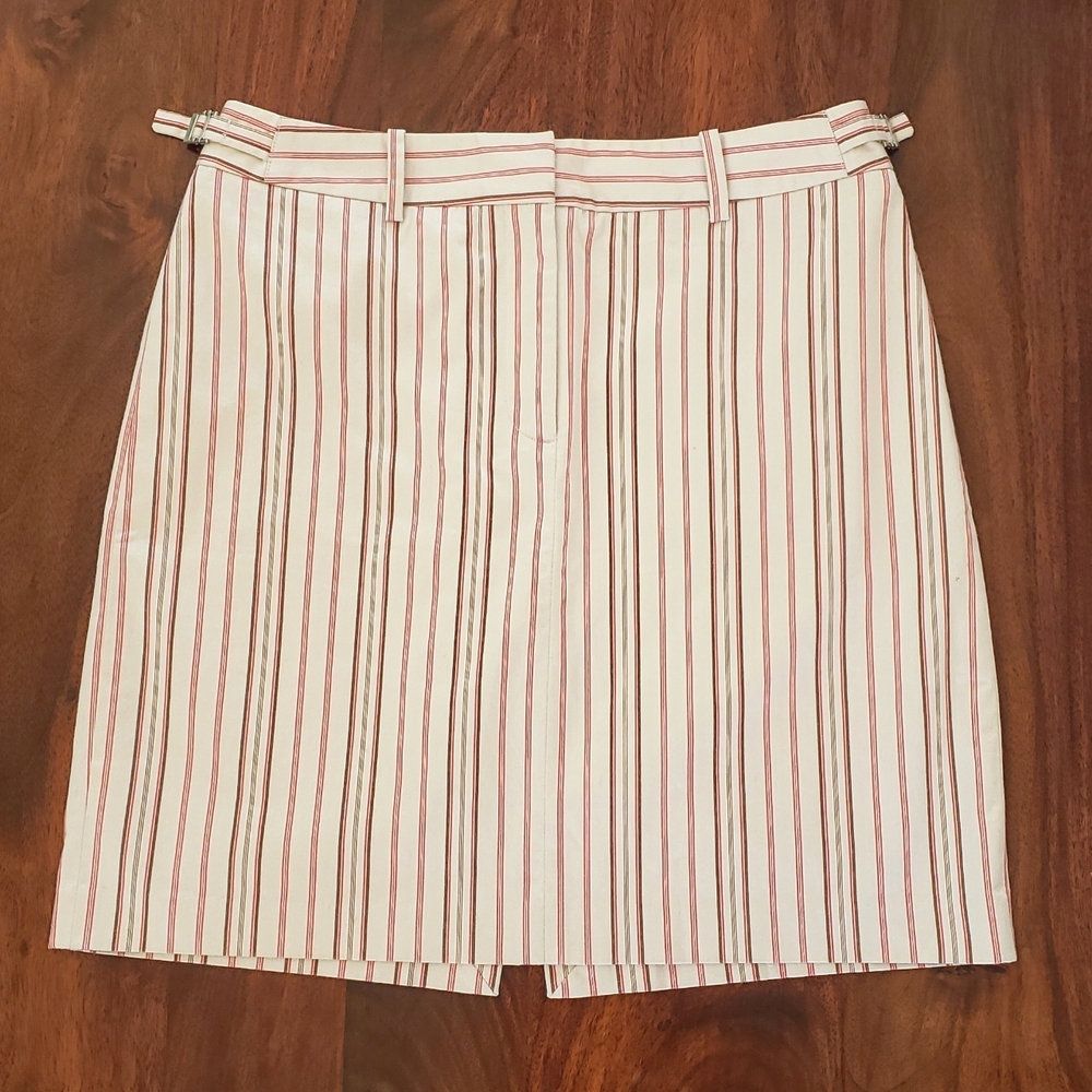 Vintage THE LIMITED Striped Cotton Skirt | Cream Coral Orange Brown | SIZE 6 - Picture 4 of 11